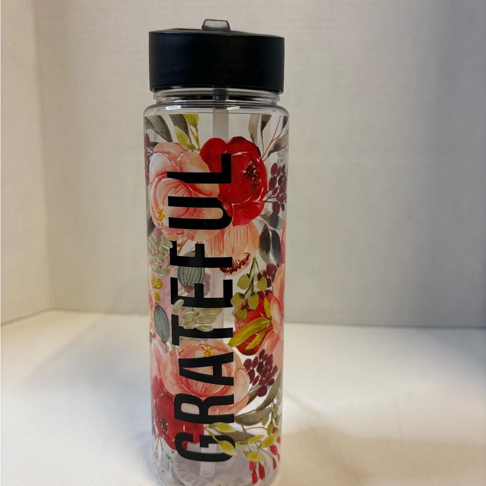 Floral Grateful Water Bottle NWOT